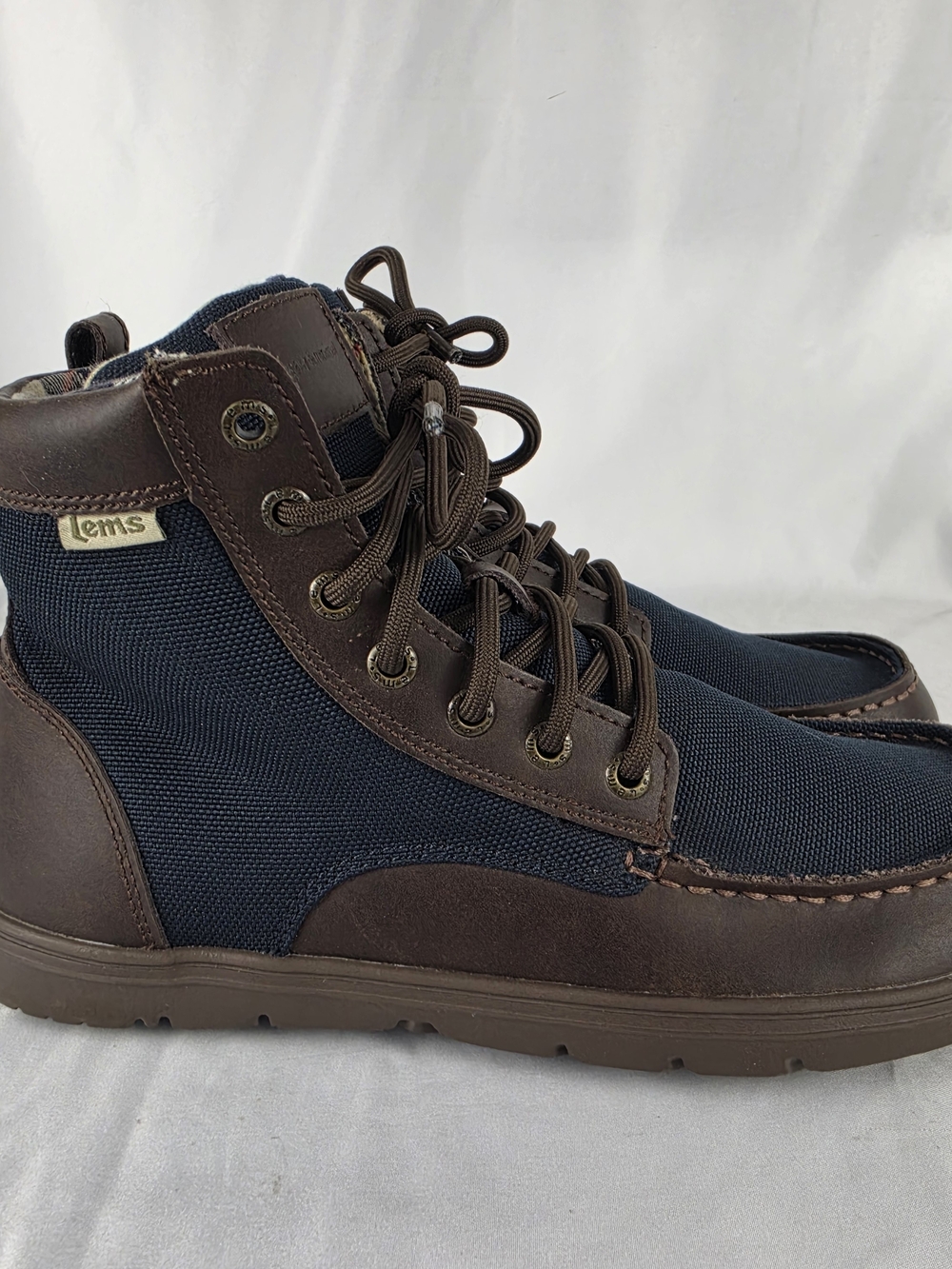 Lems Boulder Boots Timber Sie EU 40 Mens 7 / Women’s 9 Blue Canvas Brown Leather